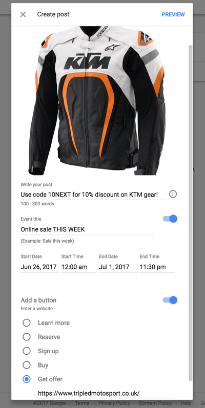 Google Business Offer Input Google Business Offer Input