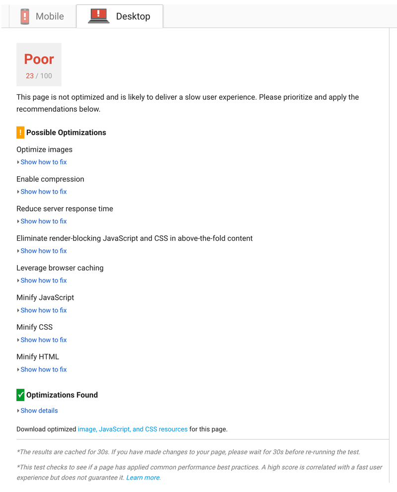 PageSpeed Insights Desktop Benchmark PageSpeed Insights Desktop Benchmark