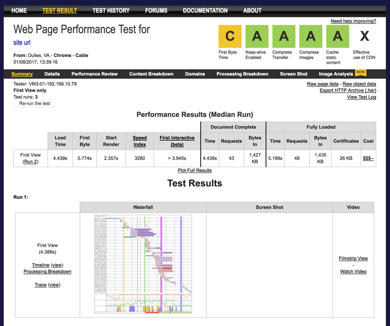 WebPageTest Test WebPageTest Test