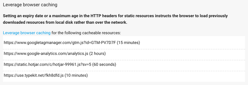 Leverage Browser Caching Leverage Browser Caching